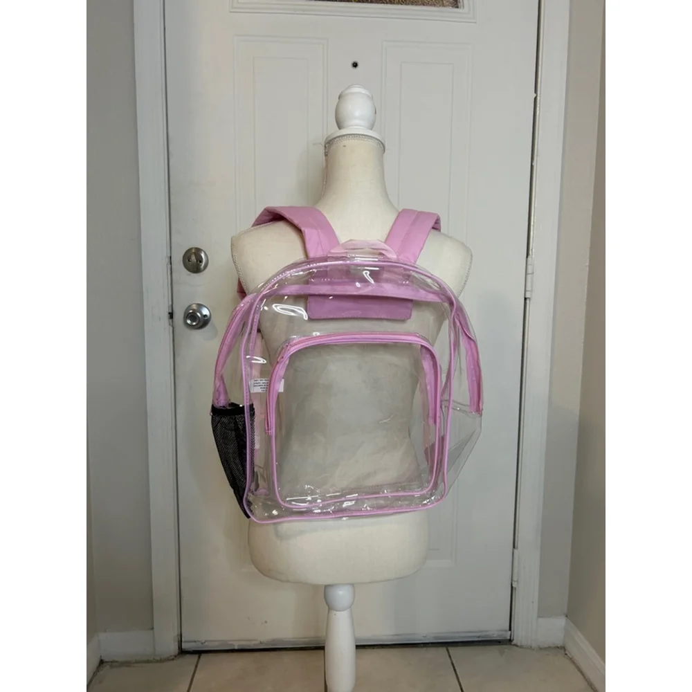 NWOT Clear Backpack Stadium Approved - Clear Mini Backpack Heavy Duty Pink